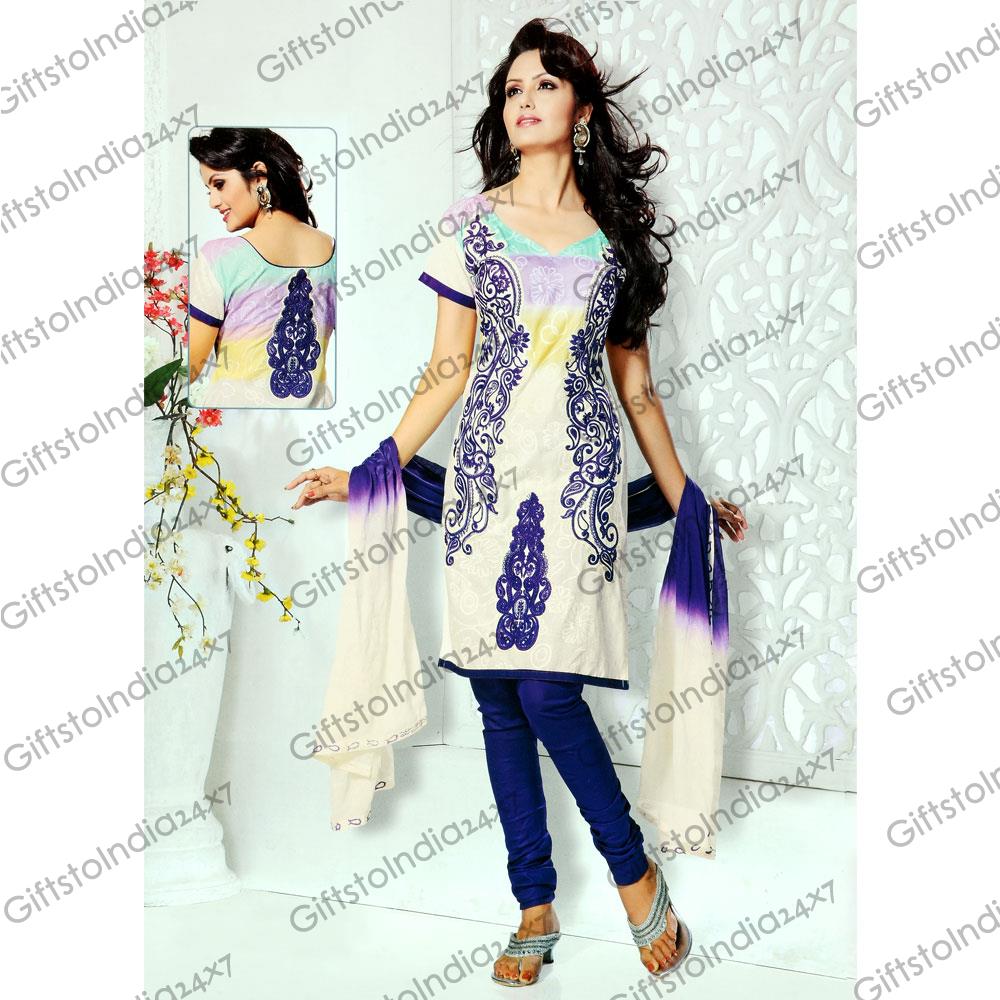 blue white salwar suit