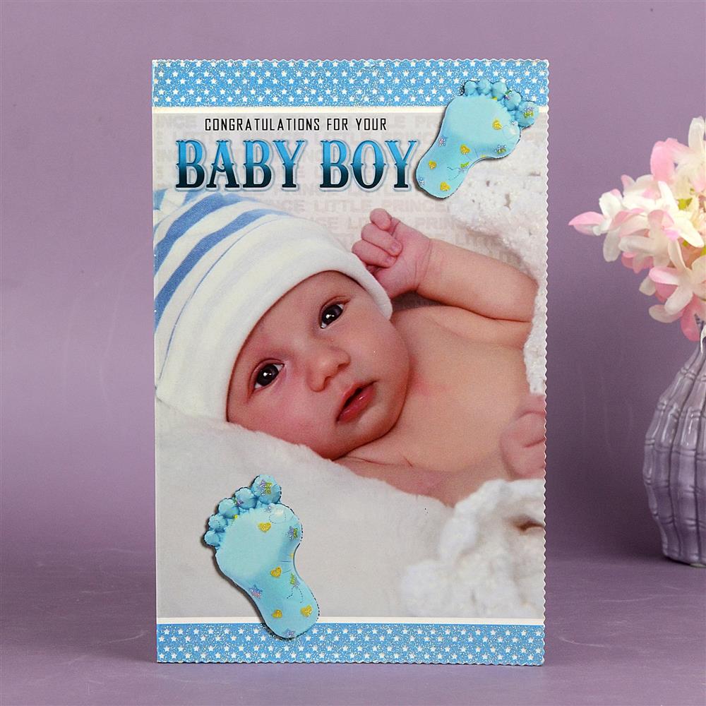 Baby Boy Congratulatory Greetings Card, New Born Greeting