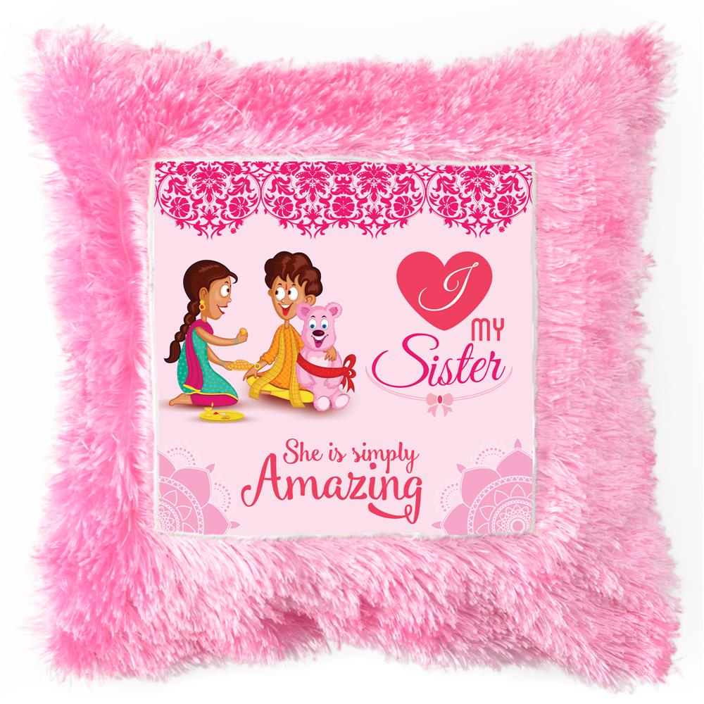 Pink Amazing Sister Pillow, Sister Special for Sister on Rakhi