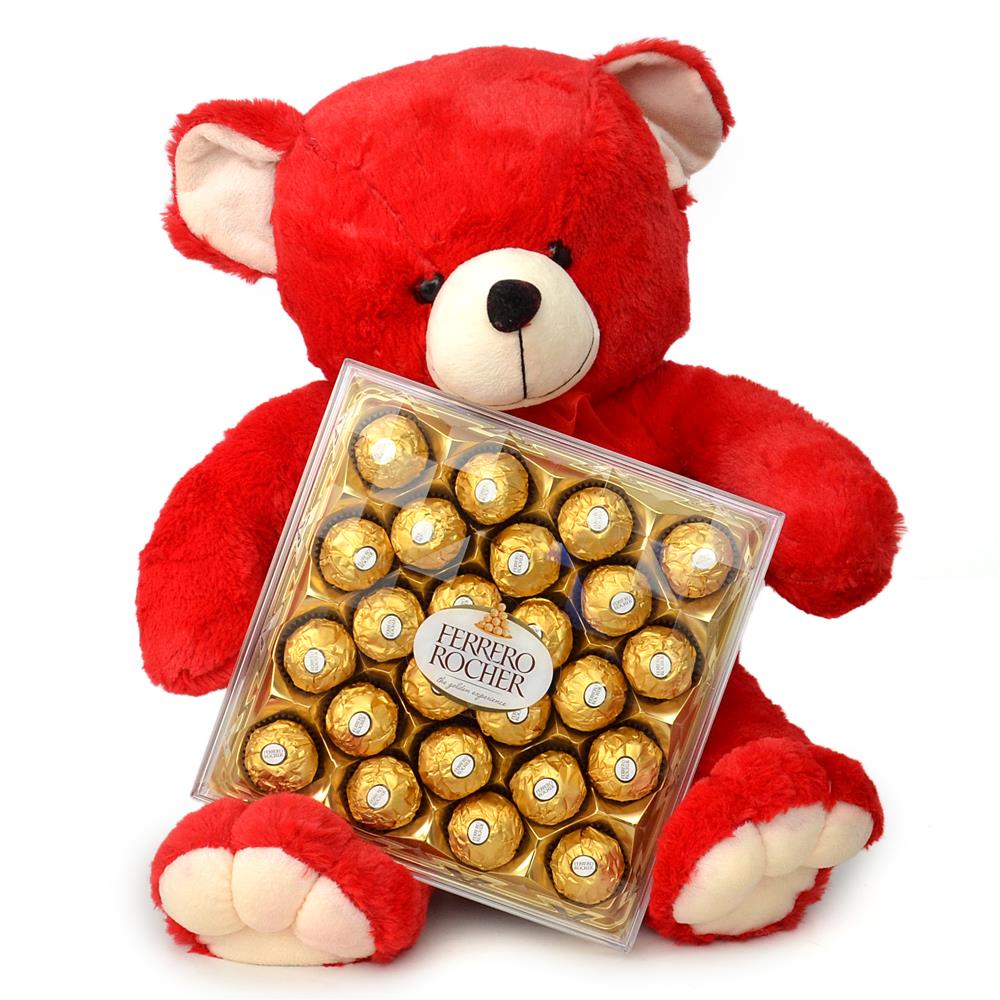 big teddy bear with chocolate