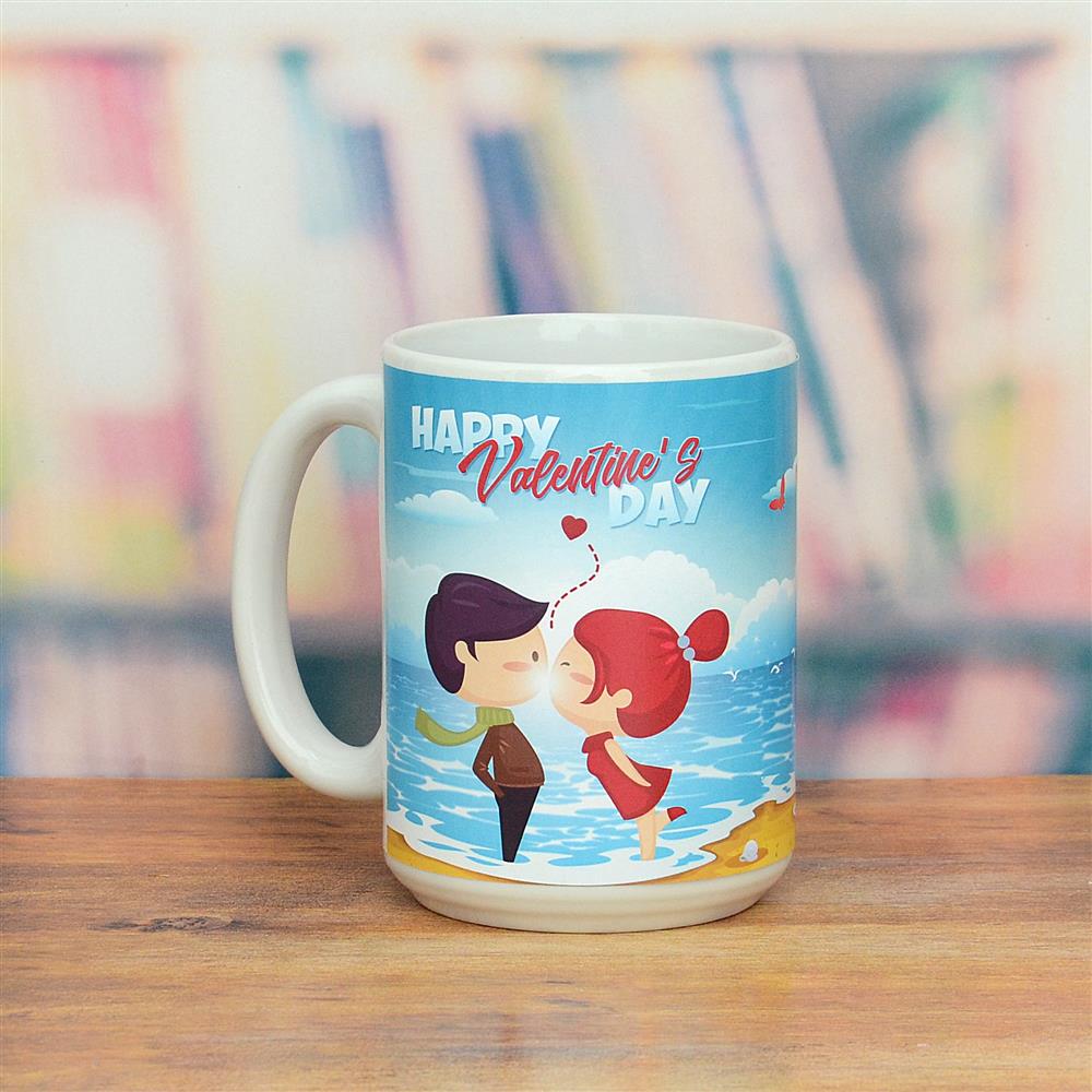 Cute Kissing Personalized Mug, Personalized Love Mugs on Valentines Day