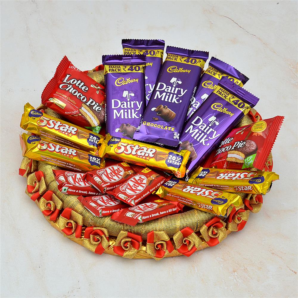 Chocolate Thali Dairy Milk, Kit Kat & Five Star in a Thali (Express