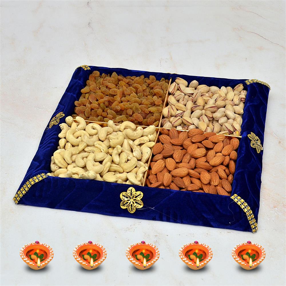 Diwali Dry Fruit Thali 1 Kg Dry Fruits with Thali (Express Delivery)
