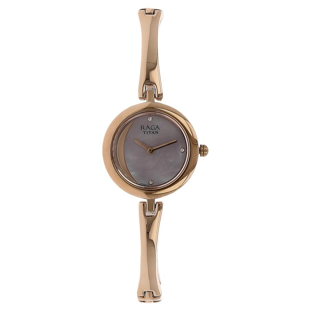 titan mother of pearl dial analog watch for women