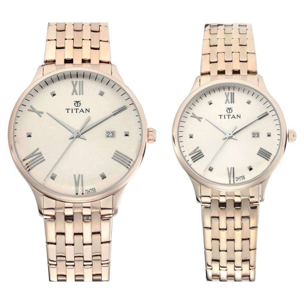 titan couple watches leather belt