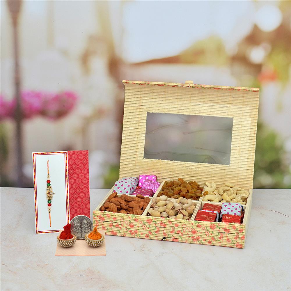 Rakhi Chocolate & Dry Fruit Hamper 250gm Handmade Chocolates with