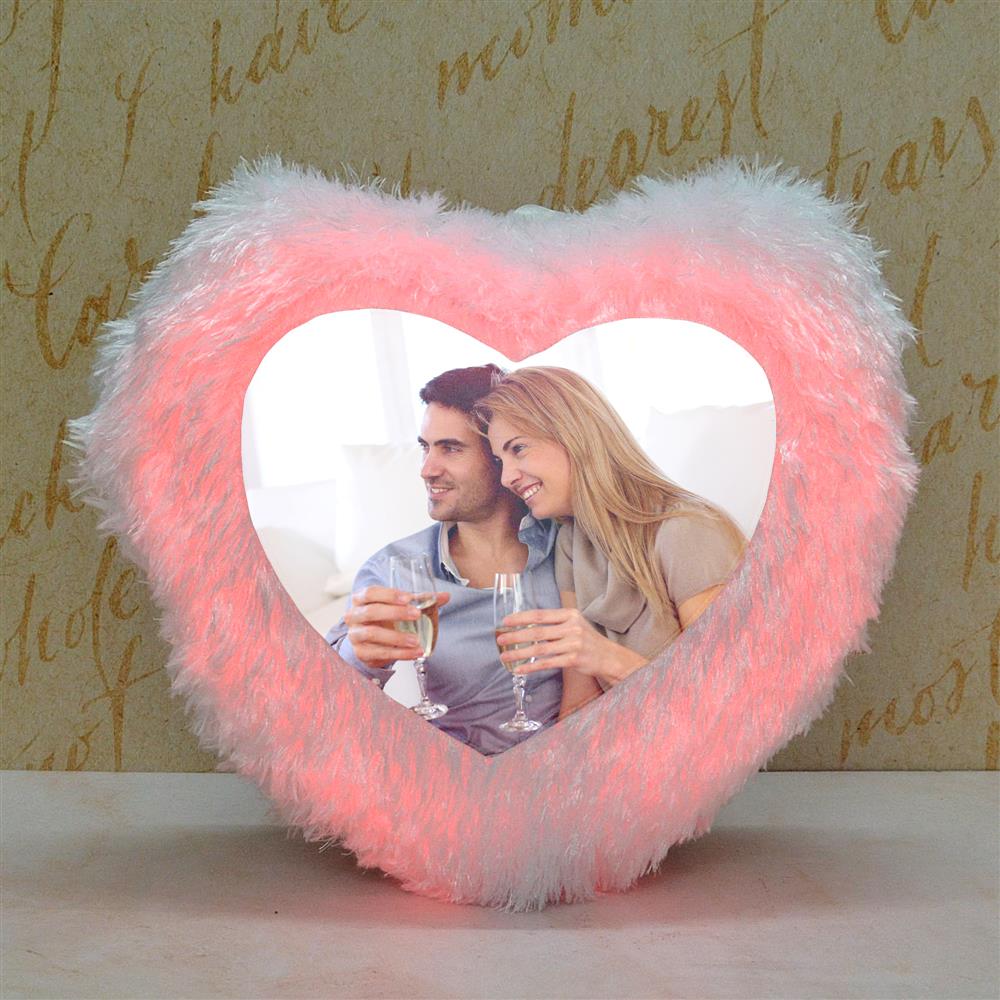 Red LED Personalized Heart Pillow Valentine Personalized