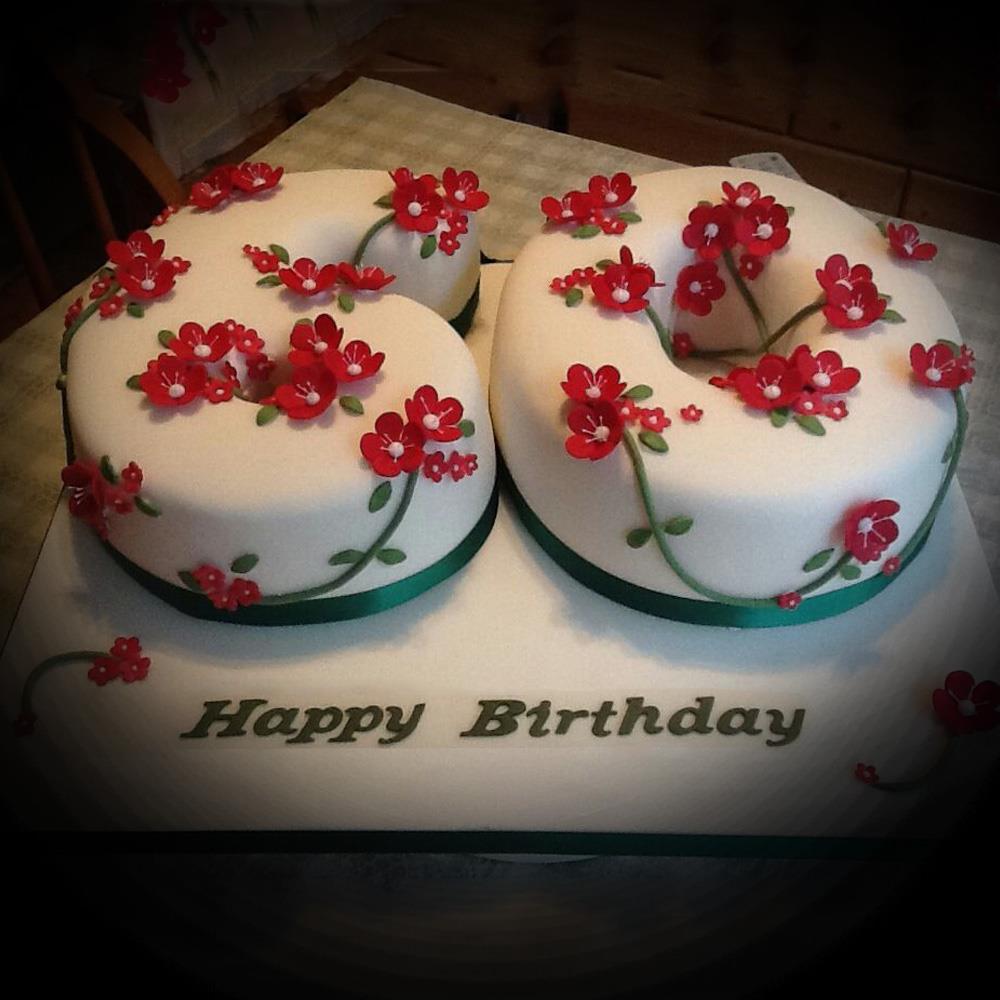60th Birthday Strawberry Fondant Cake 6 Kg., Cakes