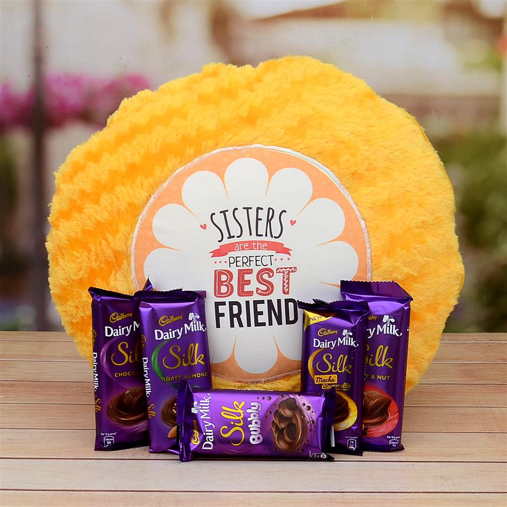 Sister ChocolateCushion Hamper, Birthday Gifts for your Sister