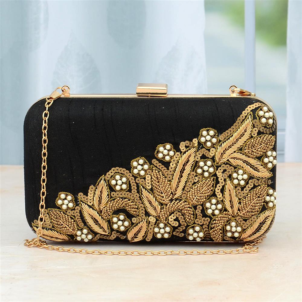 black designer clutch