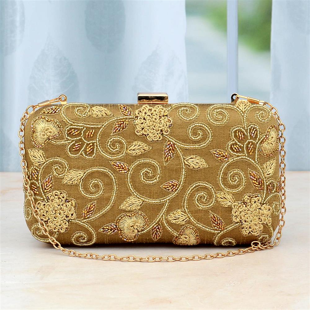 Golden Clutch in Design & Sling Valentine Gift for Her