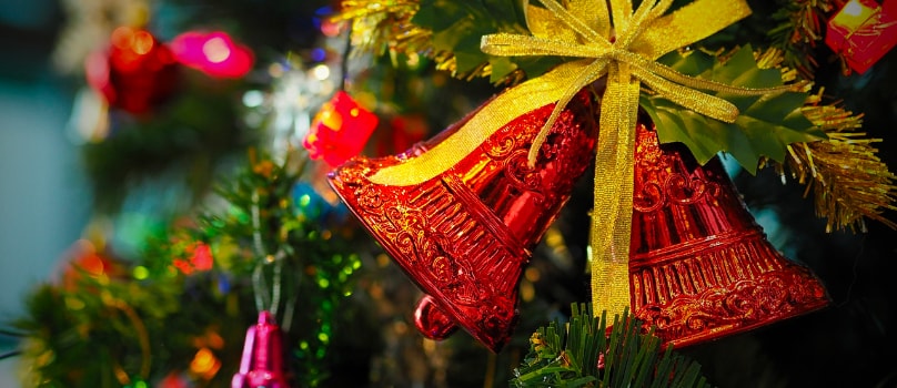 2 Red Bell Yellow Bow Christmas Tree 2 Red Bell Yellow Bow Christmas Tree