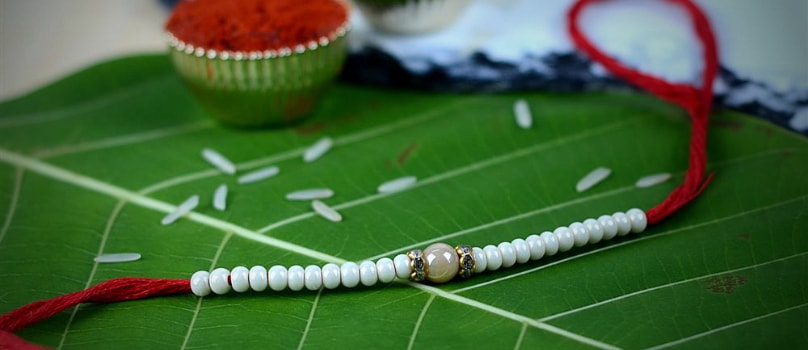 Beads Rakhi Green Leaf Beads Rakhi Green Leaf