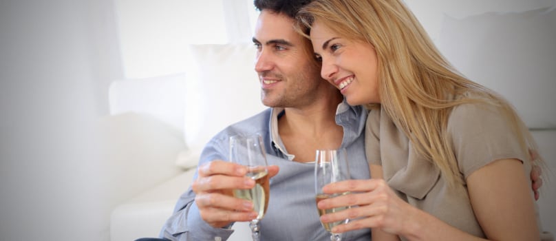 Couple Watching Glass in Hand Couple Watching Glass in Hand