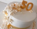 Golden 50 White Flower Cake
