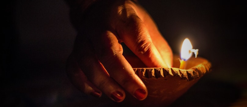 Hand Lit Diya Dark Hand Lit Diya Dark