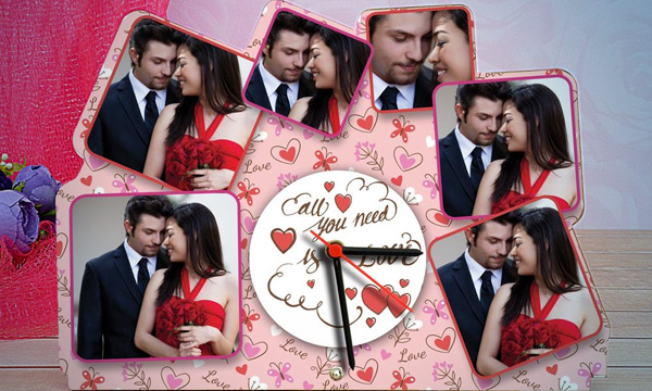 Loving Couple Collage Clock
