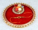 Pearls Designed Tray with Rakhi Thread