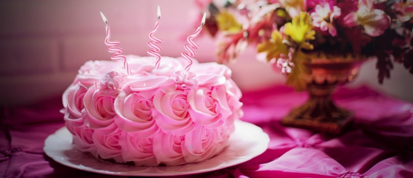Pink Rosette Cake Spiral Candle Pink Rosette Cake Spiral Candle