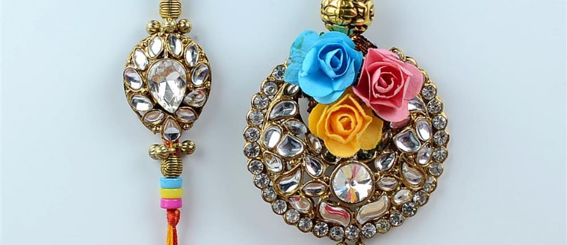 Stone Multicolour Rakhi Lumba Stone Multicolour Rakhi Lumba