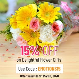 Deals | Get Flat 15% Off On Delightful Flower Gifts