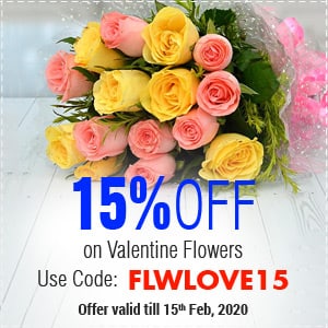 Deals | Get Flat 15% off on Valentine Flowers