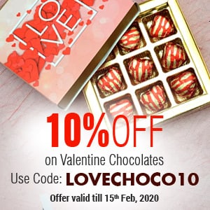 Deals | Get flat 10% off on Valentine Chocolates