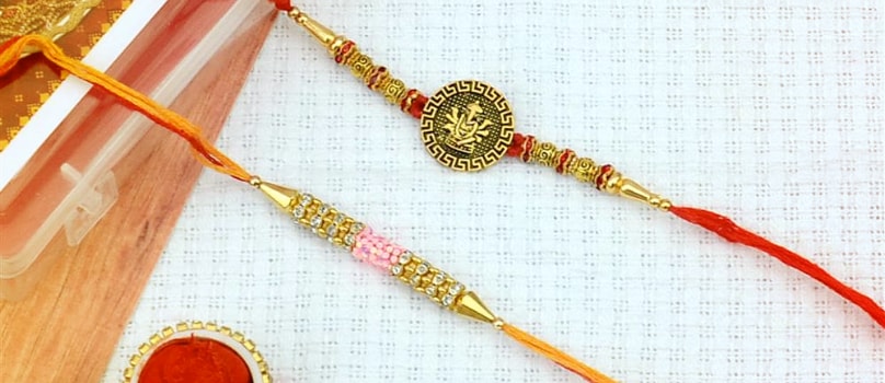 Ganesha Pink Beads Rakhi Ganesha Pink Beads Rakhi