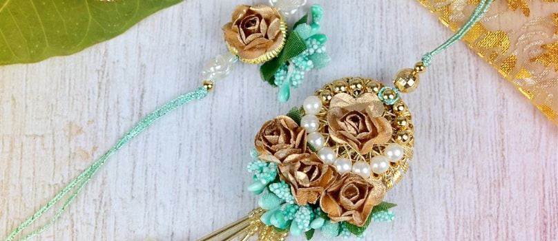 Golden Rose Rakhi Lumba Set Golden Rose Rakhi Lumba Set